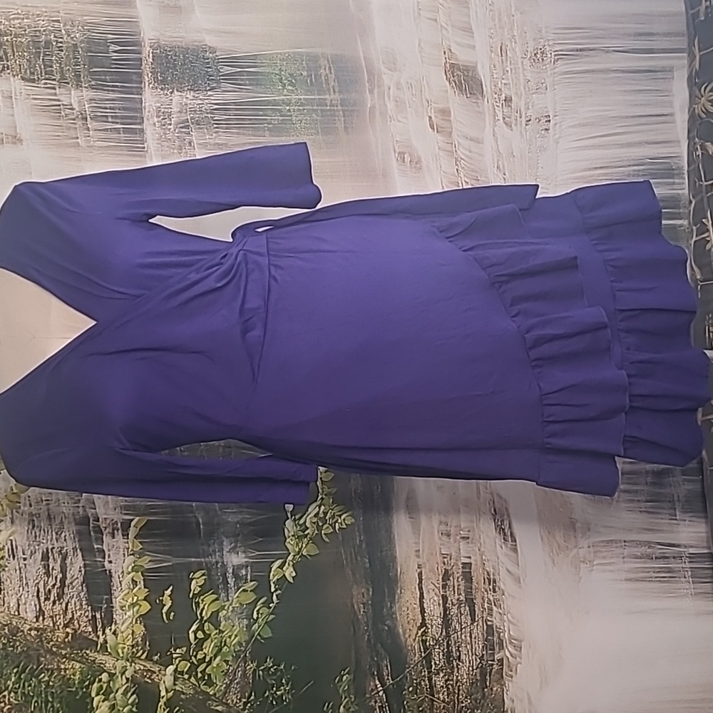 NWT! Missky Womens XL Elegant Navy Blue True Wrap Tiered Ruffle Midi Dress
